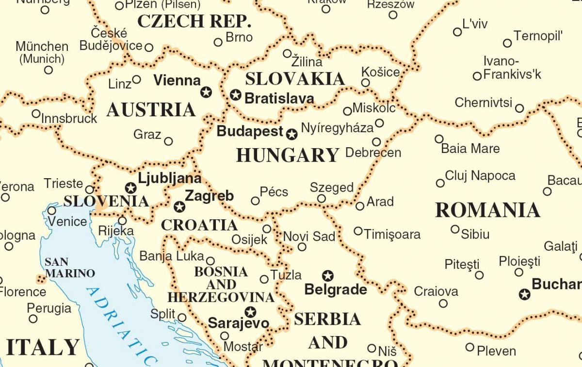 carte de la Slovaquie dans les pays environnants