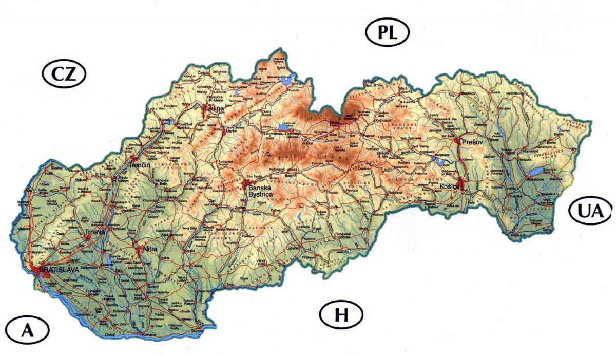 carte détaillée de la Slovaquie