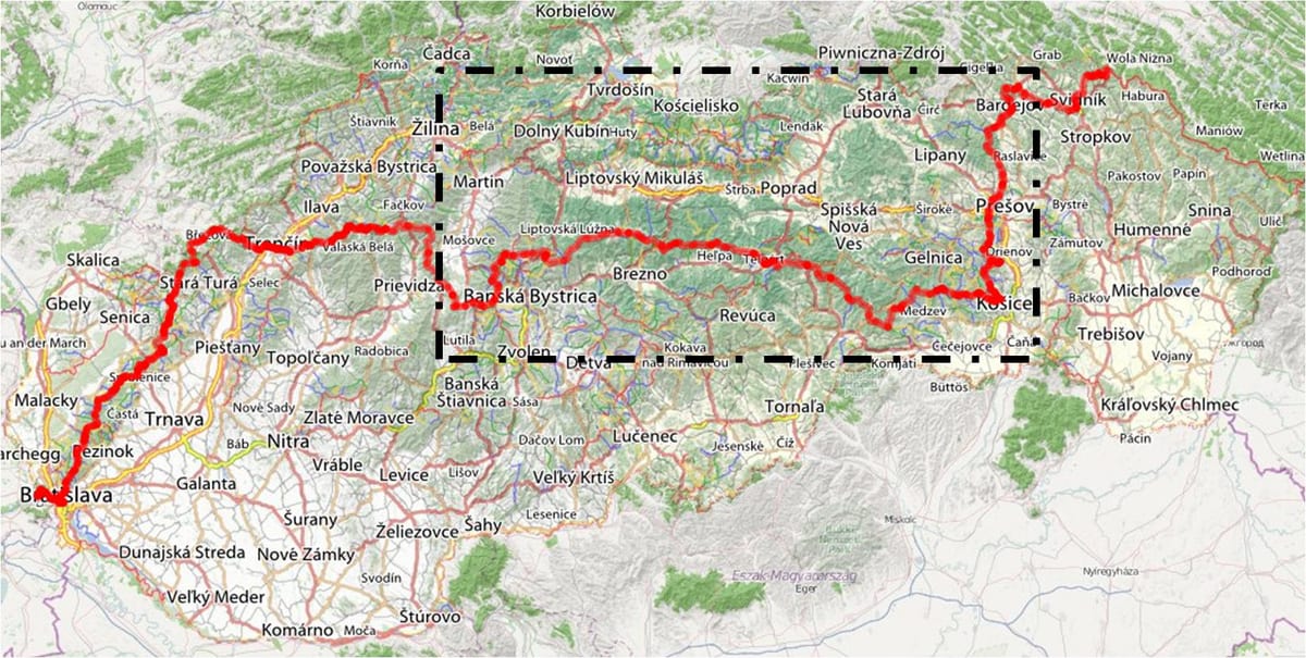 carte de randonnée de la Slovaquie