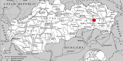 Carte de l'est de la Slovaquie
