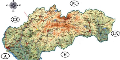 Carte de la Slovaquie châteaux