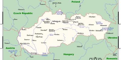 Carte avec les villes de Slovaquie